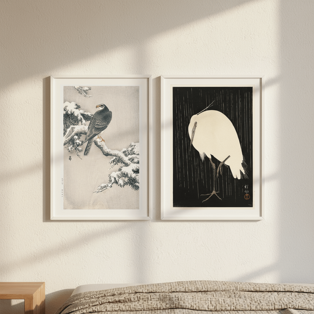 Goshawk and White Heron Duo by Ohara Koson wall - art - picture - poster