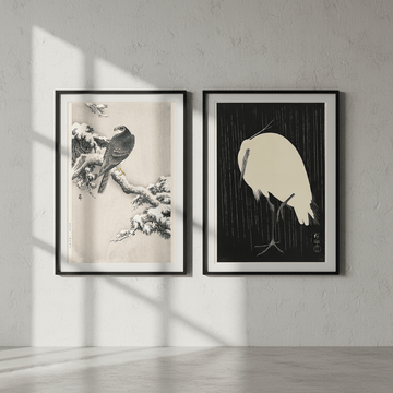 Goshawk and White Heron Duo by Ohara Koson wall - art - picture - poster
