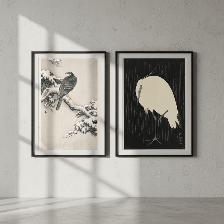 Goshawk and White Heron Duo by Ohara Koson wall - art - picture - poster