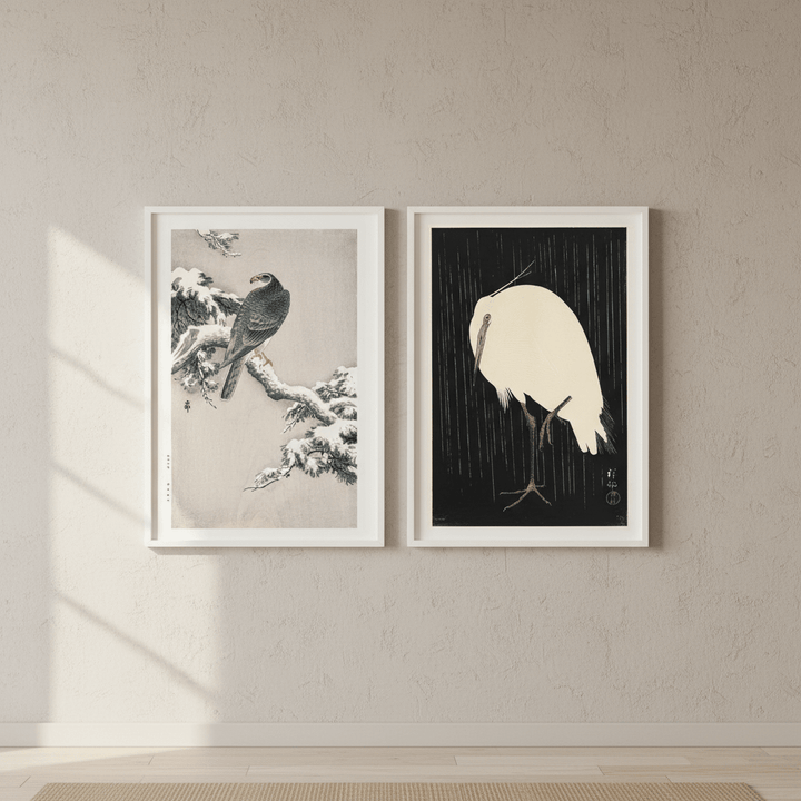 Goshawk and White Heron Duo by Ohara Koson wall - art - picture - poster