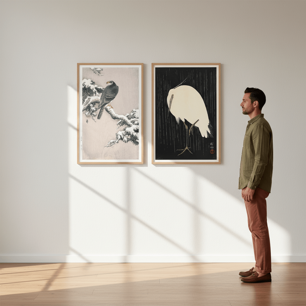 Goshawk and White Heron Duo by Ohara Koson wall - art - picture - poster