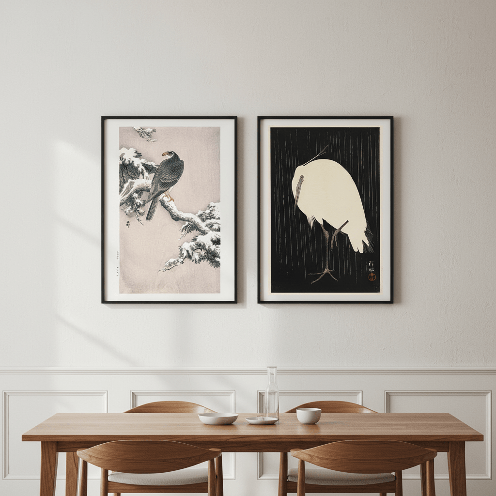 Goshawk and White Heron Duo by Ohara Koson wall - art - picture - poster