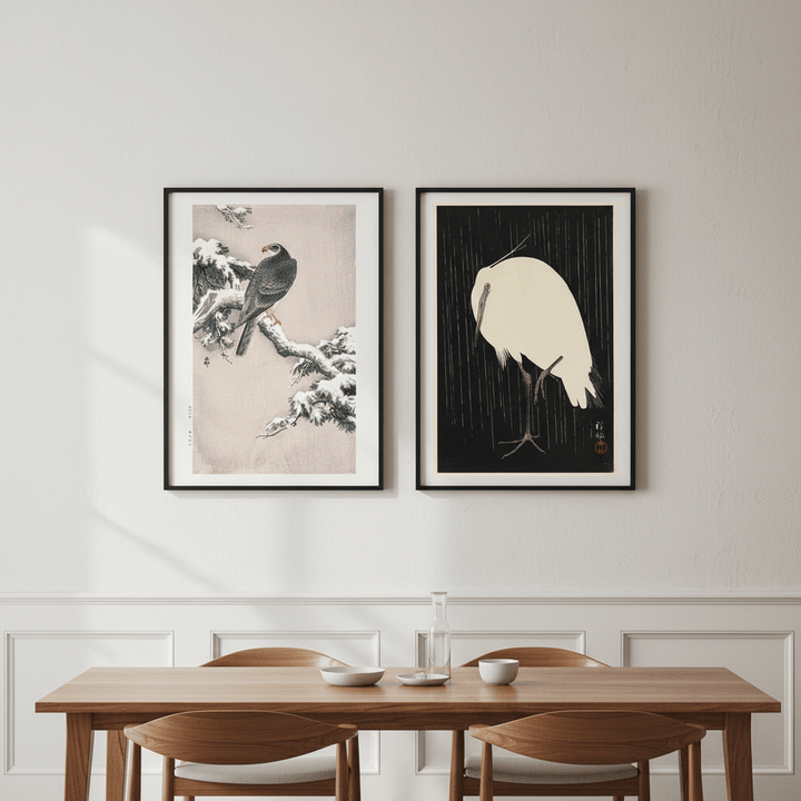 Goshawk and White Heron Duo by Ohara Koson wall - art - picture - poster