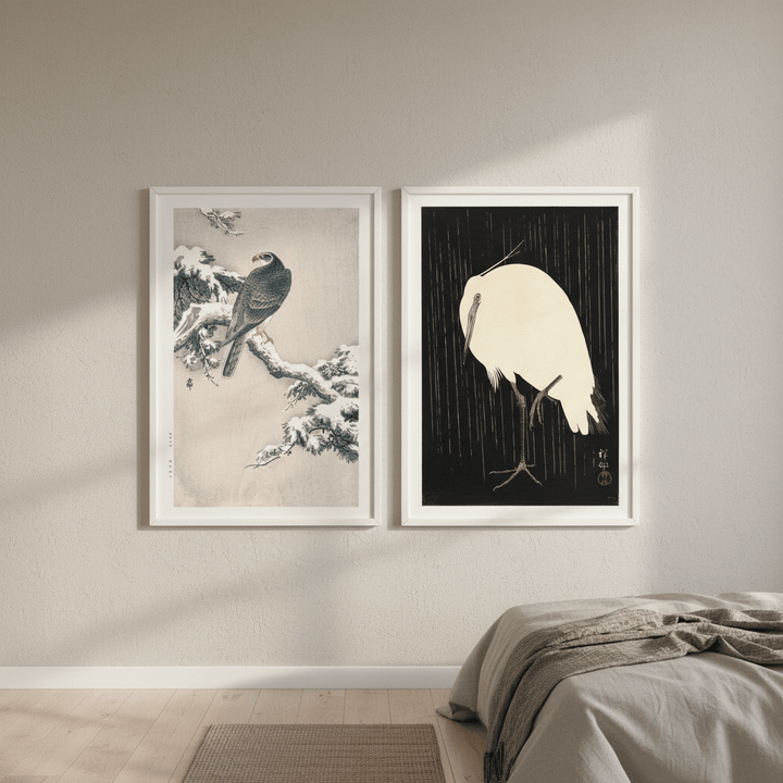 Goshawk and White Heron Duo by Ohara Koson wall - art - picture - poster