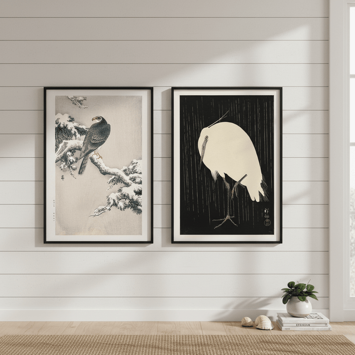 Goshawk and White Heron Duo by Ohara Koson wall - art - picture - poster