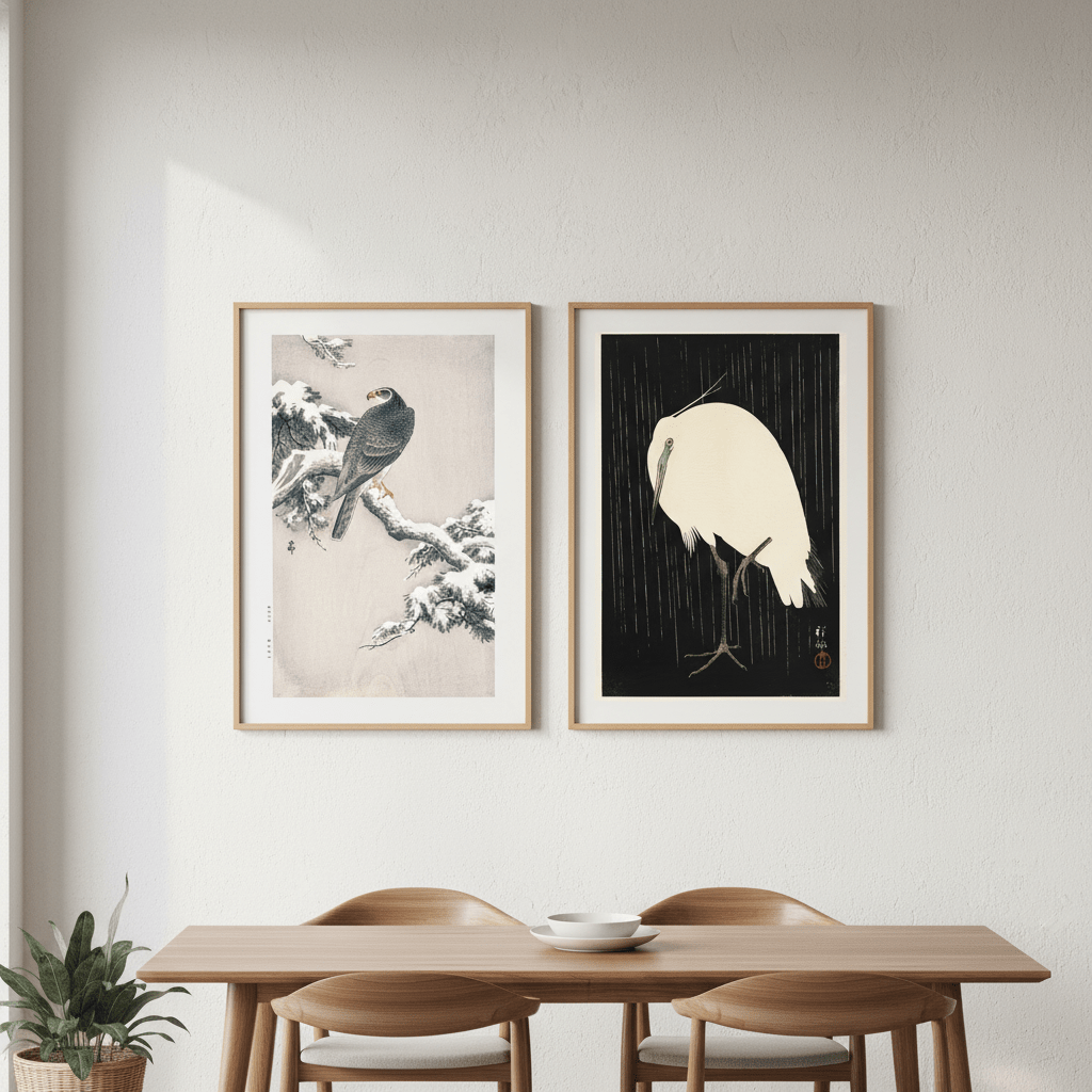 Goshawk and White Heron Duo by Ohara Koson wall - art - picture - poster