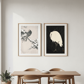 Goshawk and White Heron Duo by Ohara Koson wall - art - picture - poster