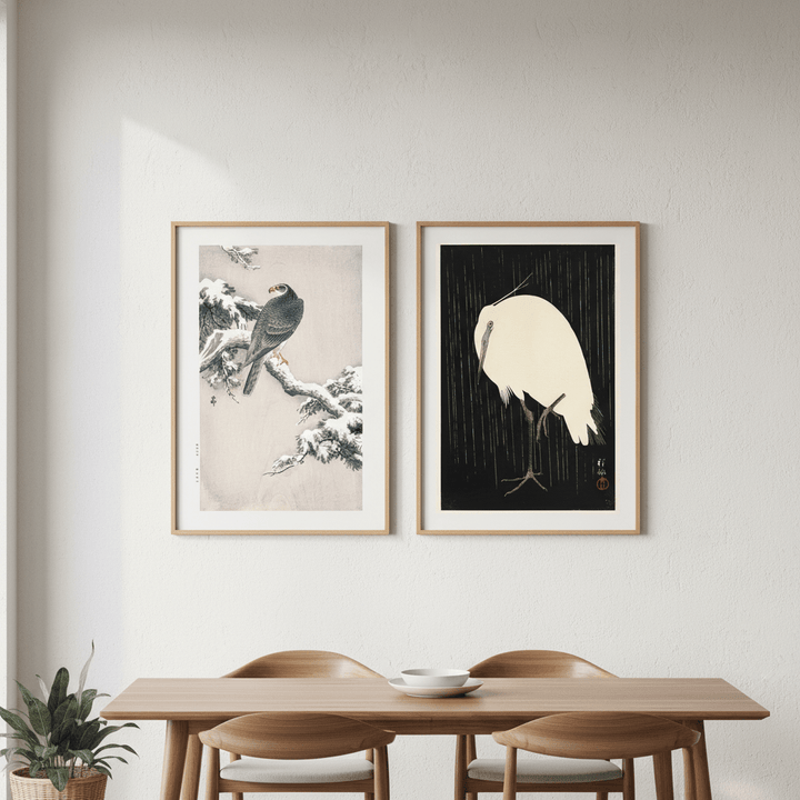 Goshawk and White Heron Duo by Ohara Koson wall - art - picture - poster