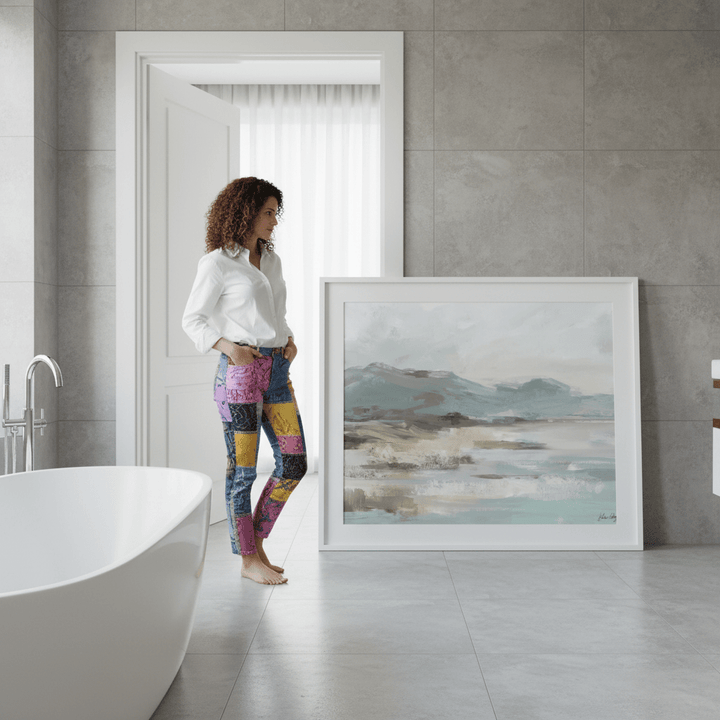 Gray Beige Seascape by Julia Cheney wall - art - picture - poster