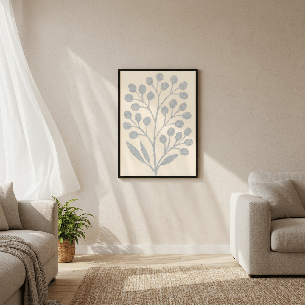 Gray Branch with Berries by Silvia Visscher wall - art - picture - poster