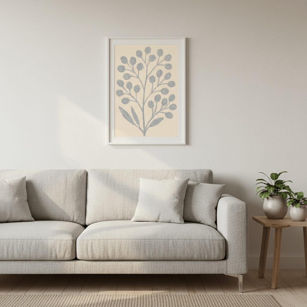 Gray Branch with Berries by Silvia Visscher wall - art - picture - poster