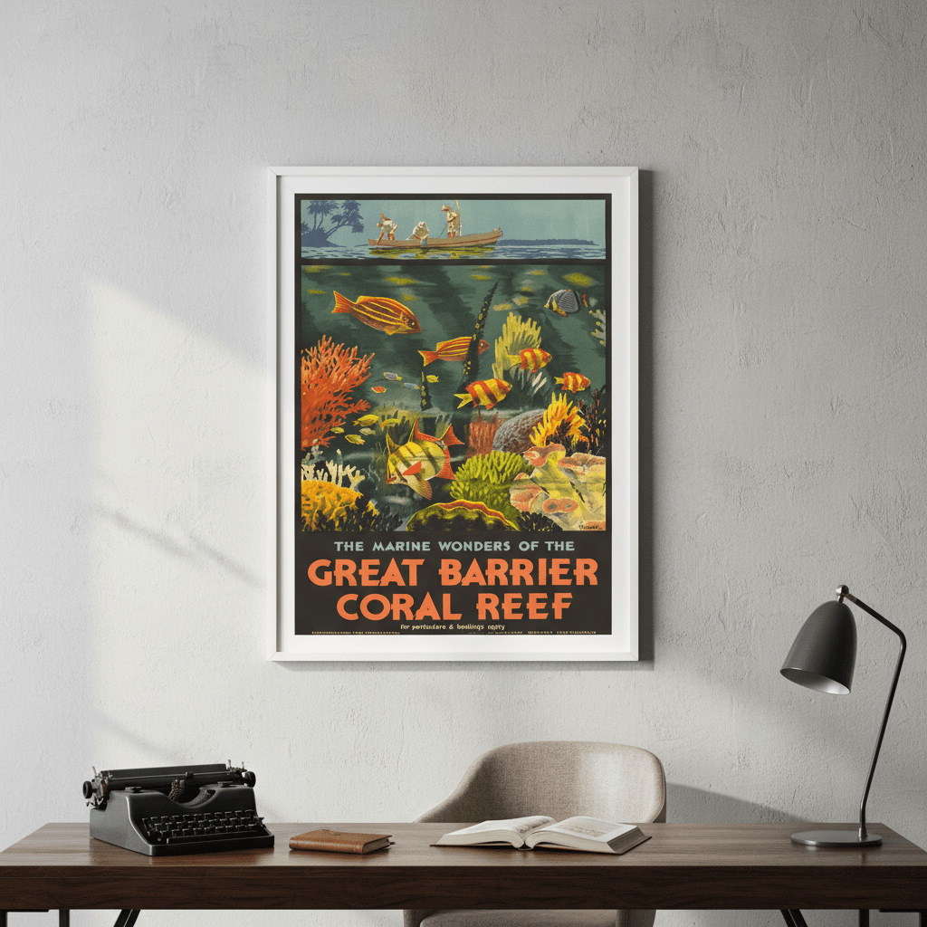 Great Barrier Reef Vintage Retro Wall Art Print wall - art - picture - poster