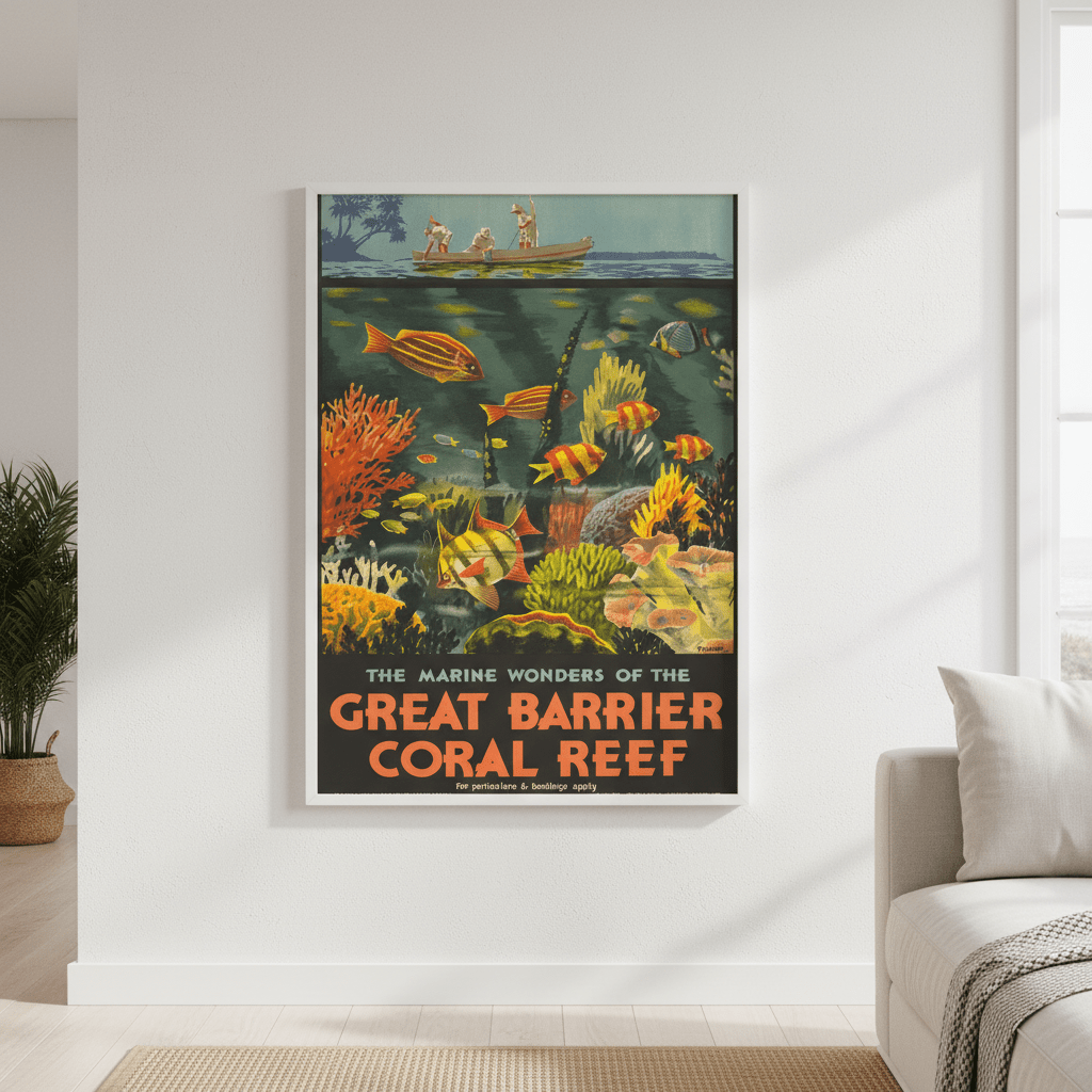 Great Barrier Reef Vintage Retro Wall Art Print wall - art - picture - poster