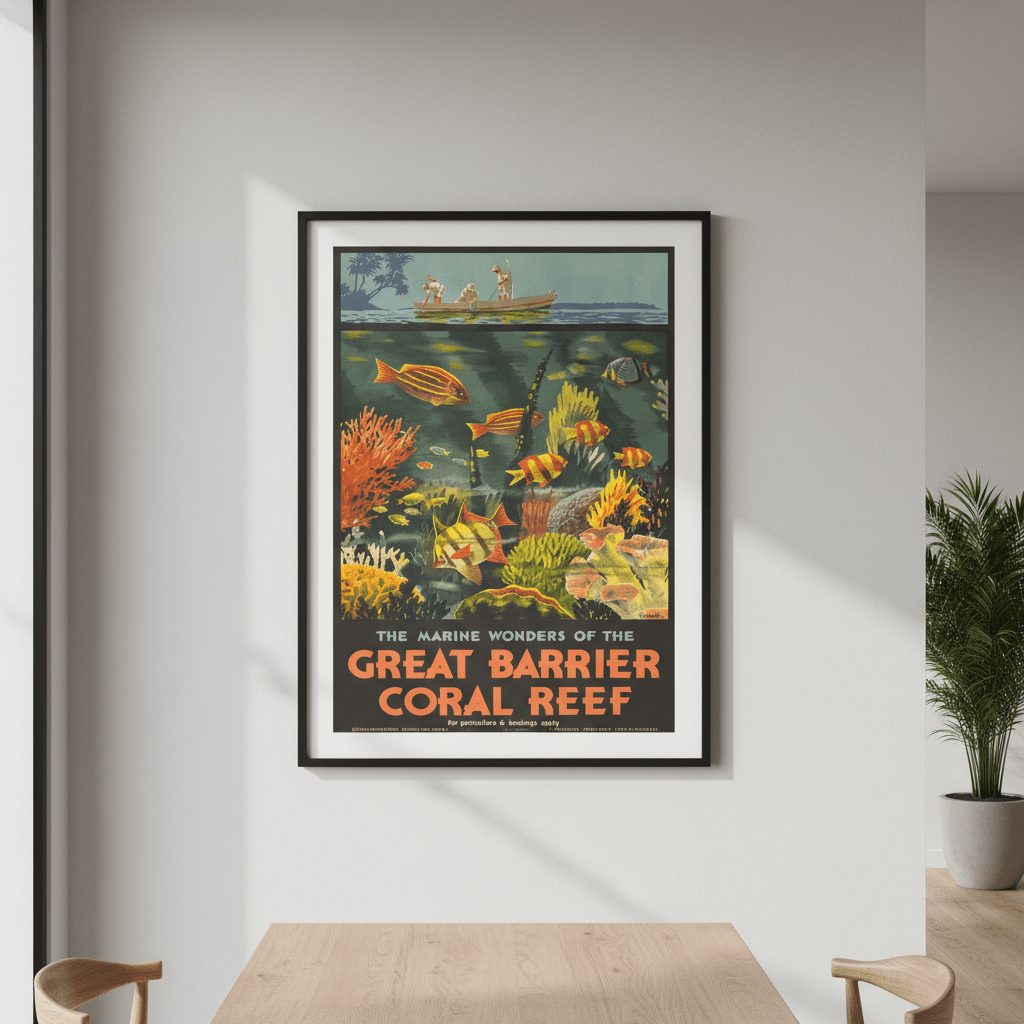 Great Barrier Reef Vintage Retro Wall Art Print wall - art - picture - poster