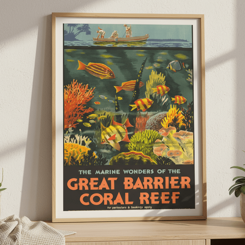 Great Barrier Reef Vintage Retro Wall Art Print wall - art - picture - poster