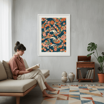 Great Wave of Infinite Blooms Japanese Wall Art wall - art - picture - poster
