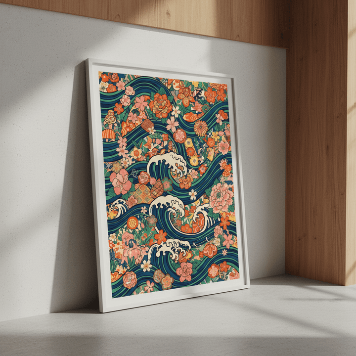 Great Wave of Infinite Blooms Japanese Wall Art wall - art - picture - poster