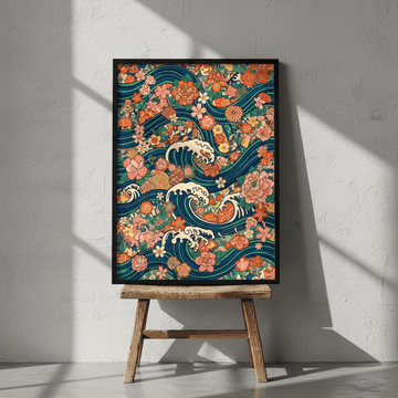 Great Wave of Infinite Blooms Japanese Wall Art wall - art - picture - poster