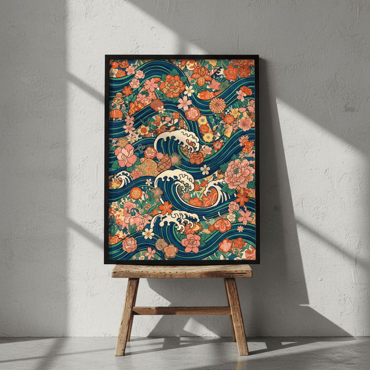 Great Wave of Infinite Blooms Japanese Wall Art wall - art - picture - poster