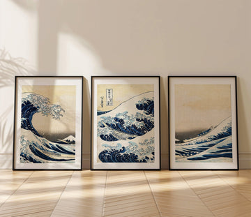 Great Wave Trio Hokusai Exhibition Prints wall - art - picture - poster
