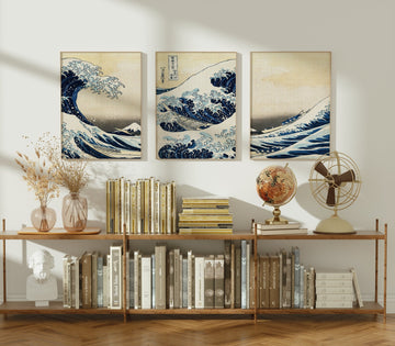 Great Wave Trio Hokusai Exhibition Prints wall - art - picture - poster