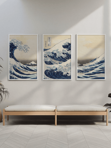 Great Wave Trio Hokusai Exhibition Prints wall - art - picture - poster