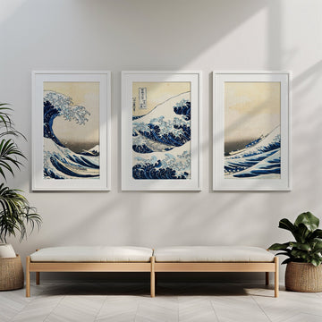 Great Wave Trio Hokusai Exhibition Prints wall - art - picture - poster