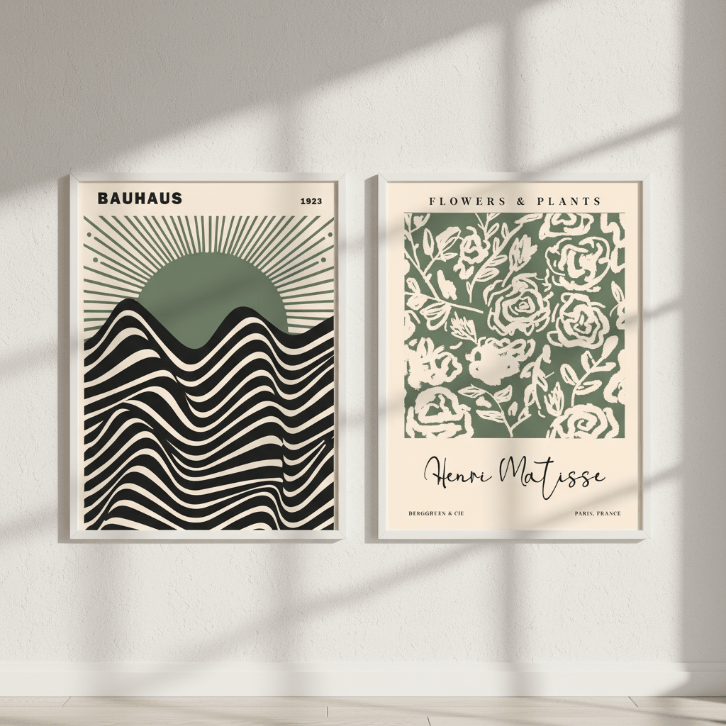 Green Bauhaus & Matisse Set of 2 Exhibition Prints wall - art - picture - poster