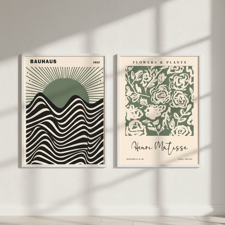 Green Bauhaus & Matisse Set of 2 Exhibition Prints wall - art - picture - poster