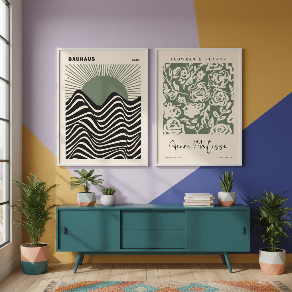 Green Bauhaus & Matisse Set of 2 Exhibition Prints wall - art - picture - poster