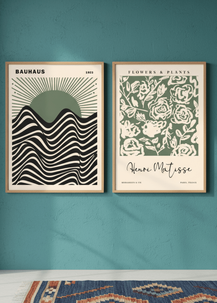 Green Bauhaus & Matisse Set of 2 Exhibition Prints wall - art - picture - poster