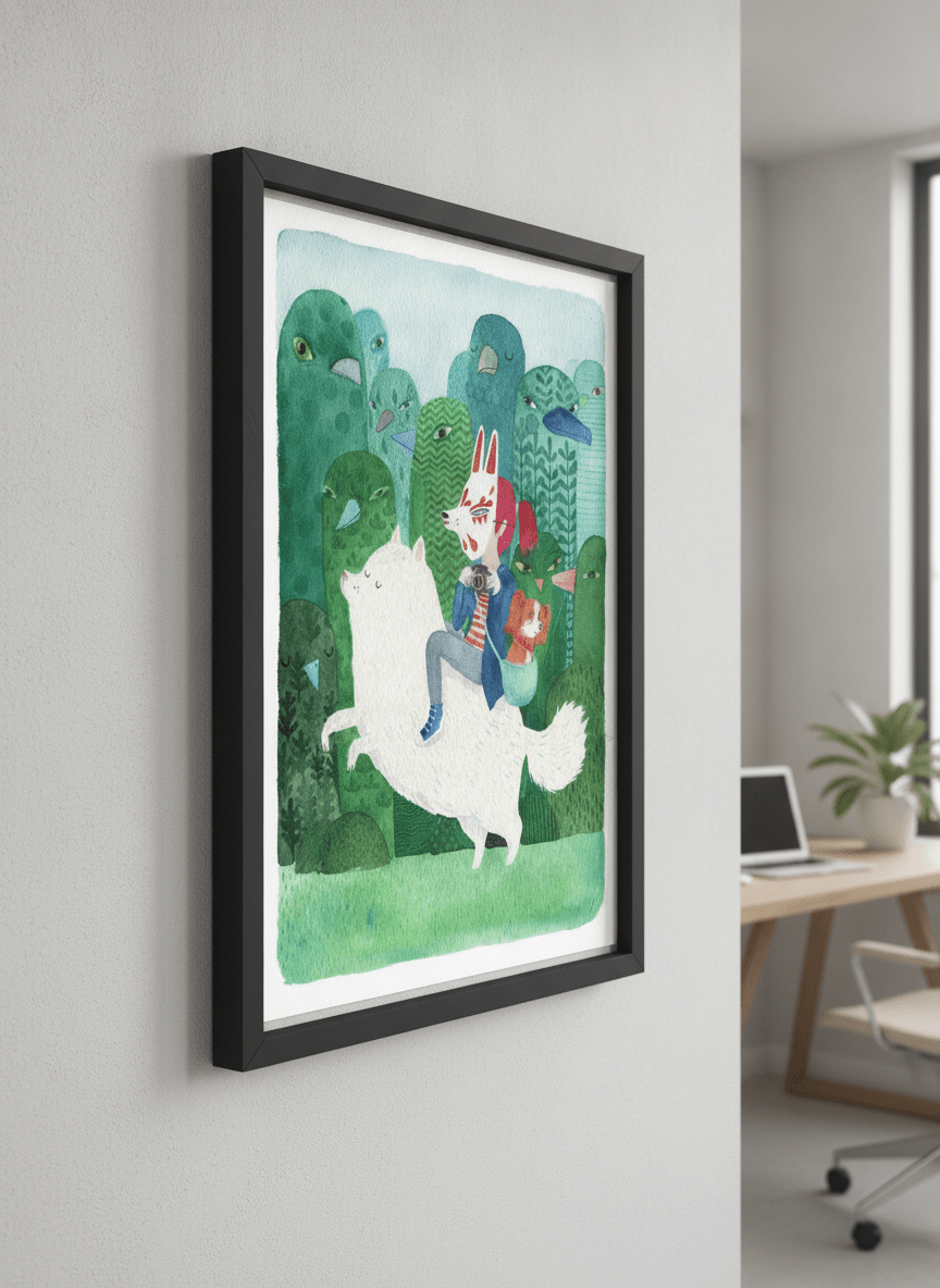 Contemporary wall art featured in a bright modern office workspace