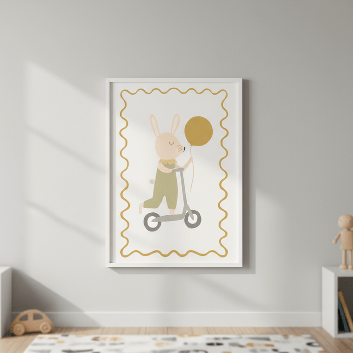Green Bunny on a Scooter by Menina Lisboa wall - art - picture - poster