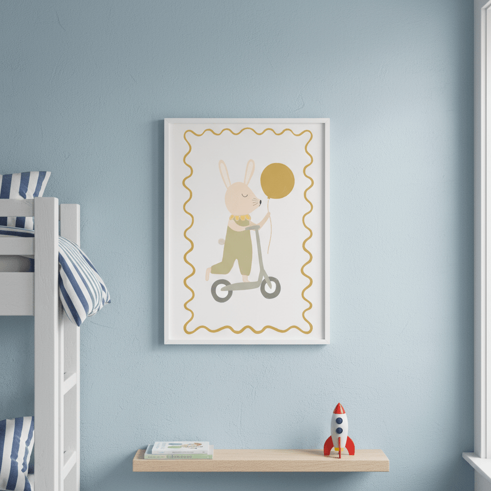 Green Bunny on a Scooter by Menina Lisboa wall - art - picture - poster