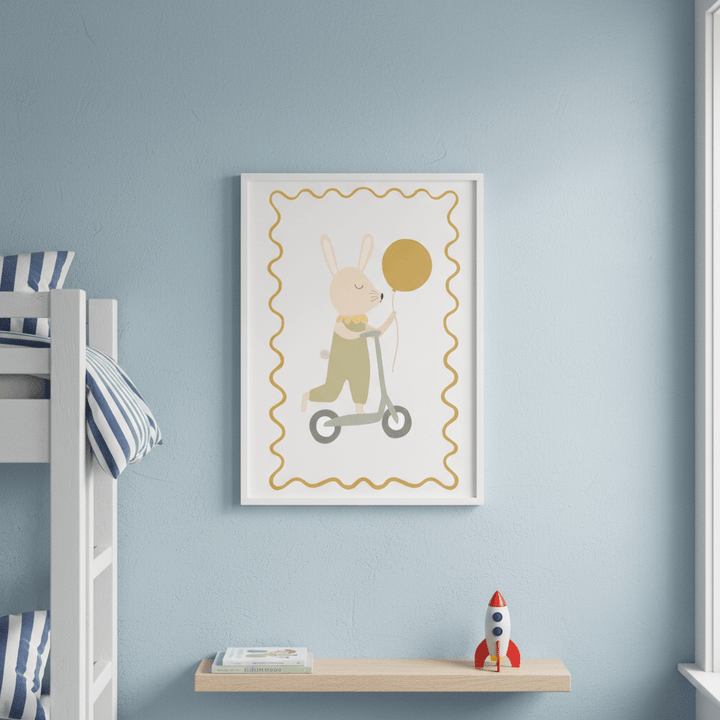 Green Bunny on a Scooter by Menina Lisboa wall - art - picture - poster
