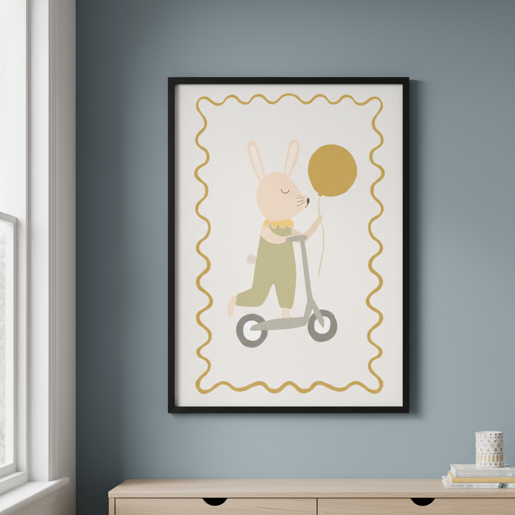 Green Bunny on a Scooter by Menina Lisboa wall - art - picture - poster