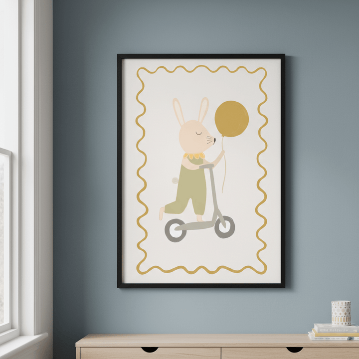 Green Bunny on a Scooter by Menina Lisboa wall - art - picture - poster