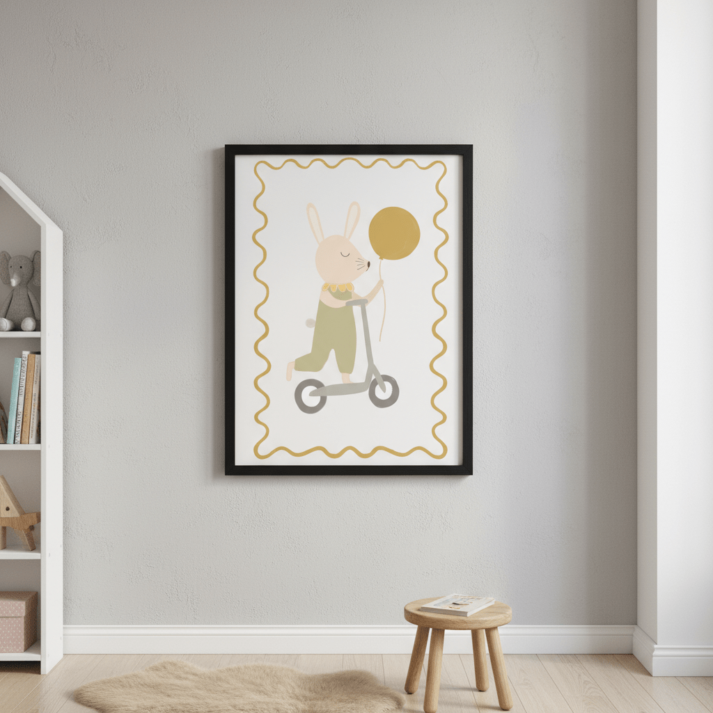 Green Bunny on a Scooter by Menina Lisboa wall - art - picture - poster
