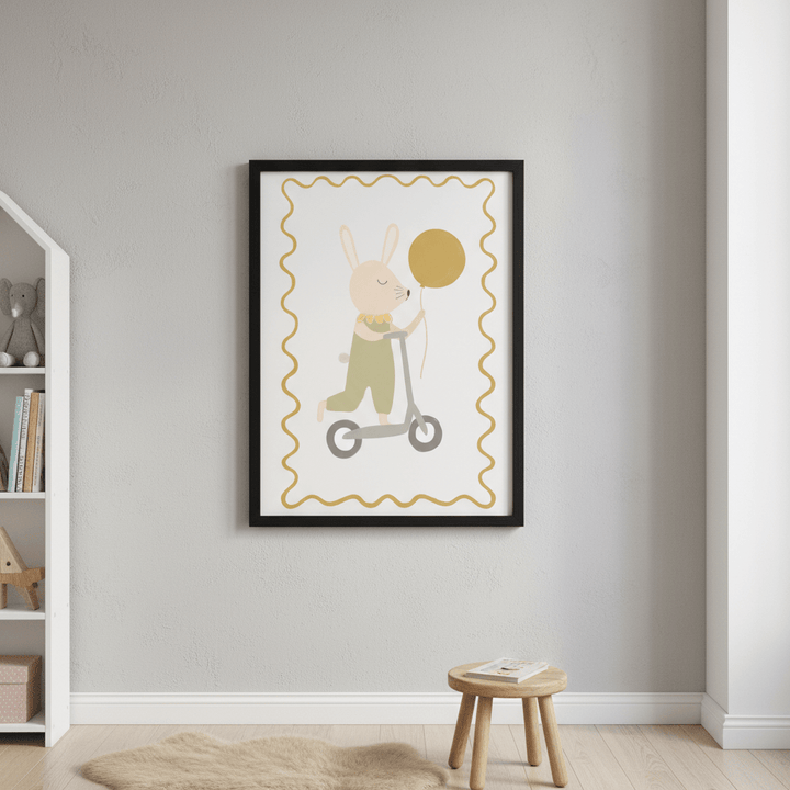 Green Bunny on a Scooter by Menina Lisboa wall - art - picture - poster