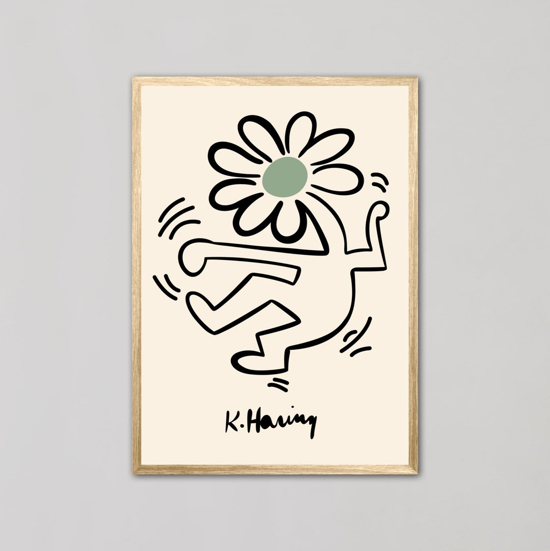 Green Dancing Flower Wall Prints by Keith Haring - Style My Wall