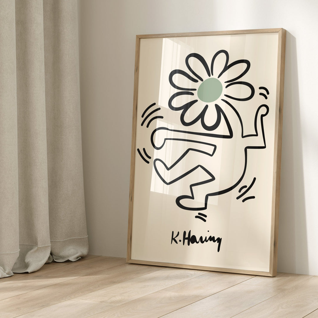 Green Dancing Flower Wall Prints by Keith Haring - Style My Wall