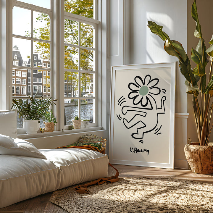 Green Dancing Flower Wall Prints by Keith Haring - Style My Wall