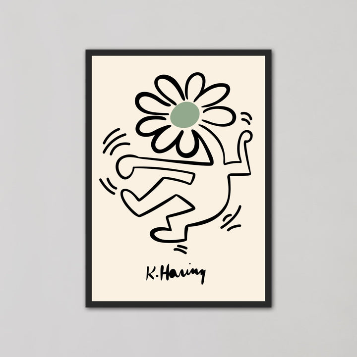 Green Dancing Flower Wall Prints by Keith Haring - Style My Wall