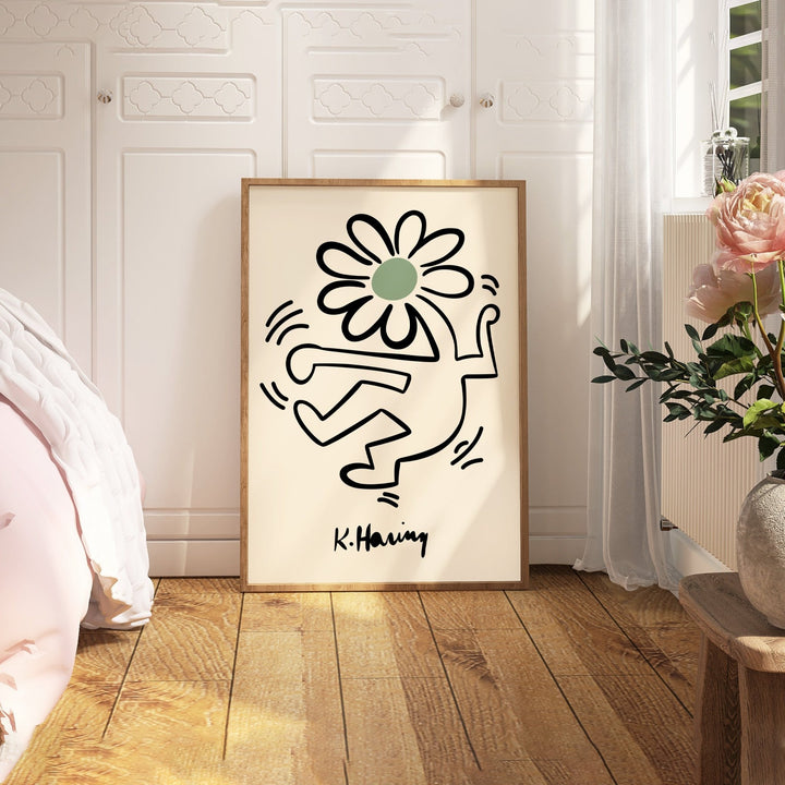 Green Dancing Flower Wall Prints by Keith Haring - Style My Wall