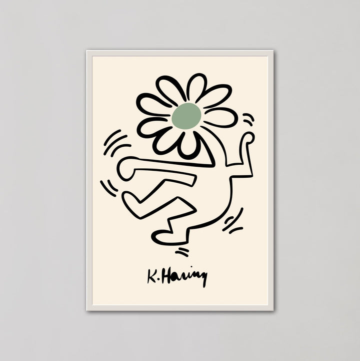 Green Dancing Flower Wall Prints by Keith Haring - Style My Wall