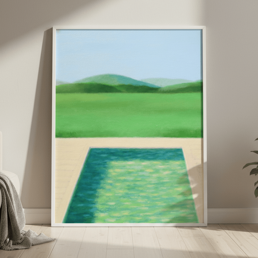Green Field and Swimming Pool by Ieva Baklane wall - art - picture - poster