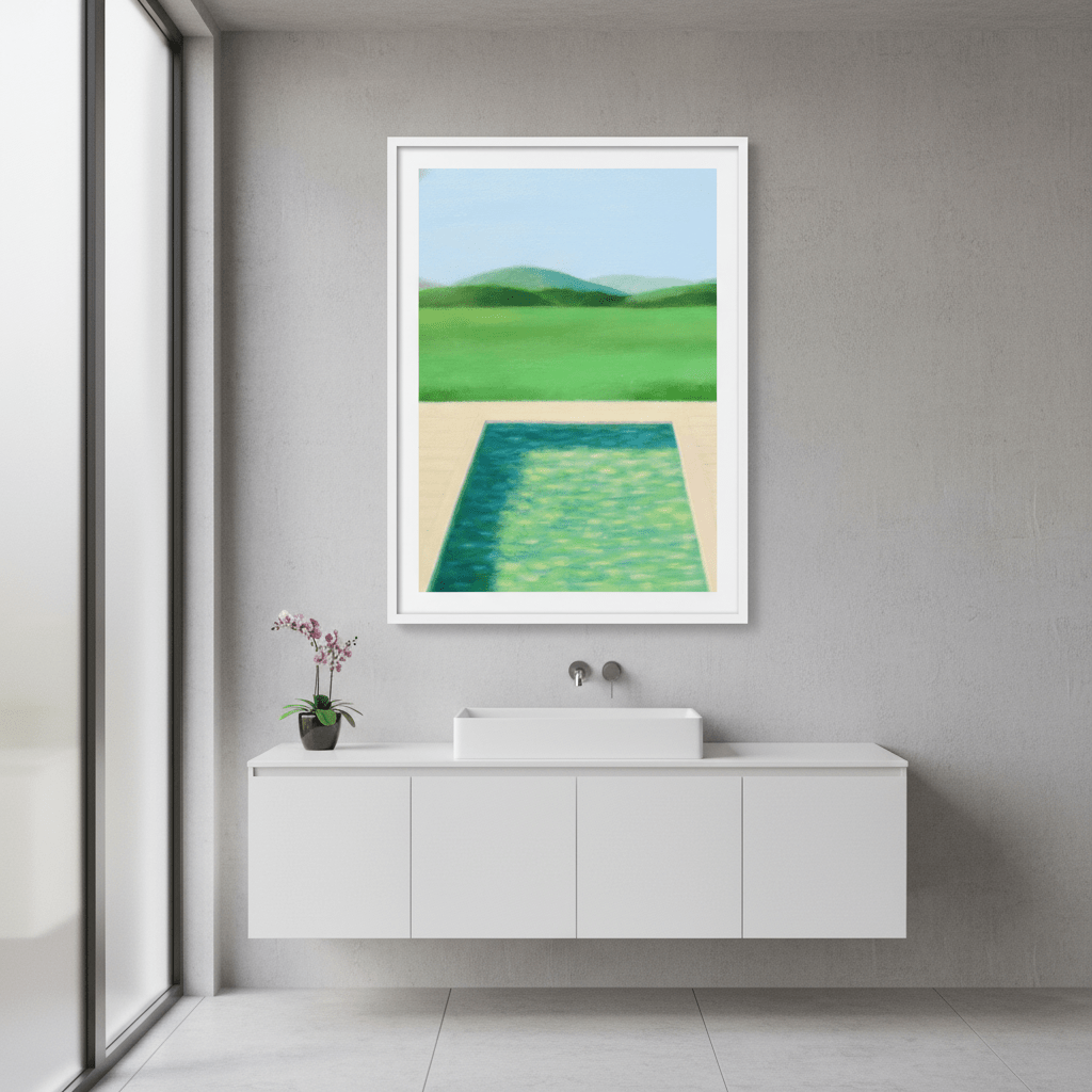 Green Field and Swimming Pool by Ieva Baklane wall - art - picture - poster