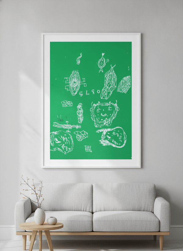Green Field Doodle Faces By DONUT Studios