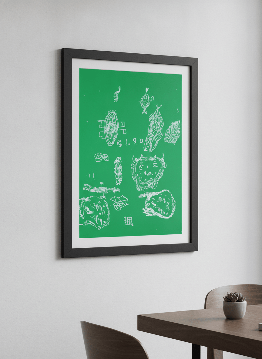 Contemporary wall art featured in a bright modern office workspace