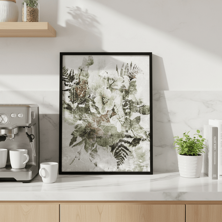 Green Grunge Floral by Deer Muskeeter wall - art - picture - poster